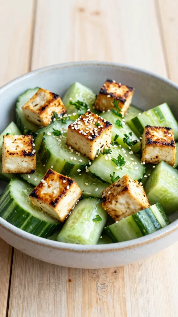 12 Salads for BBQ Parties and Summer Cookouts - 7. Asian Cucumber Salad with Grilled Tofu 1