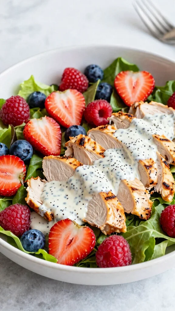 12 Salads with Chicken for Light Lunch and Dinner Ideas - 11. Berry Chicken Salad with Poppy Seed Dressing 1