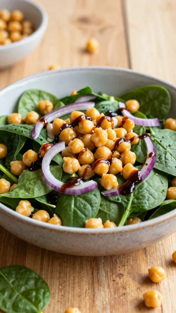 12 Salads with Chickpeas That Are Cheap and Filling - 5. Chickpea and Spinach Salad 1
