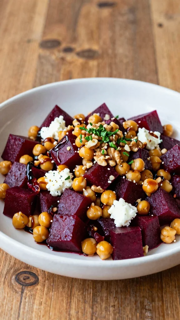 12 Salads with Chickpeas That Are Cheap and Filling - 7. Chickpea and Roasted Beet Salad 1