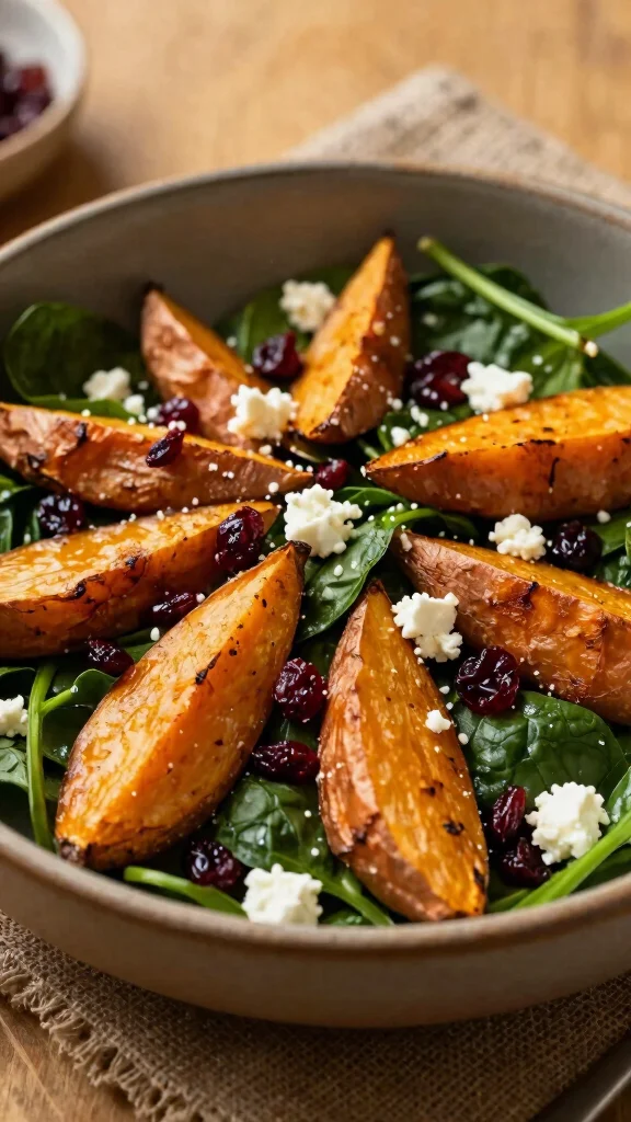 12 Spinach Salads for Healthy Everyday Eating - 10. Spinach Salad with Roasted Sweet Potatoes 1