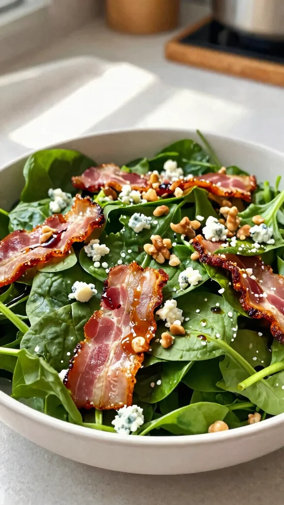 12 Spinach Salads for Healthy Everyday Eating - 6. Spinach, Bacon, and Blue Cheese Salad 1
