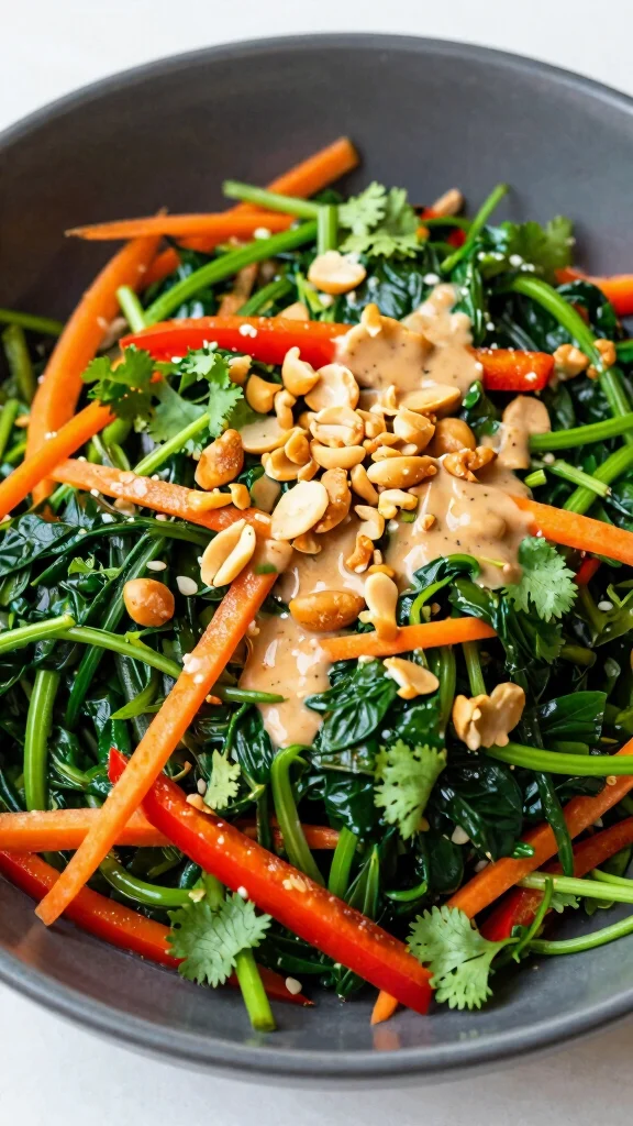 12 Spinach Salads for Healthy Everyday Eating - 8. Thai Spinach Salad with Peanut Dressing 1