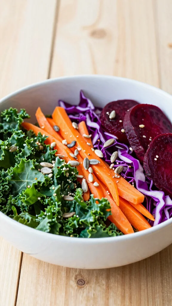 12 Vegan Salads That Are Anything but Boring - 4. Rainbow Kale Salad with Citrus Dressing 1