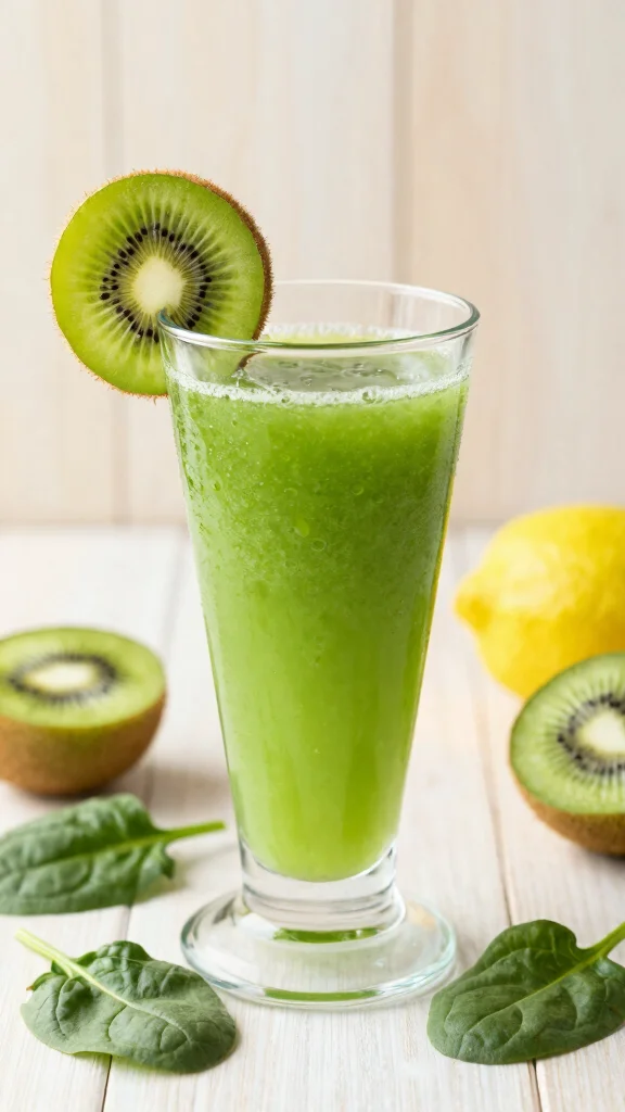 14 Energizing Juice Recipes to Boost Your Metabolism - 10. Spinach & Kiwi Power Juice 1