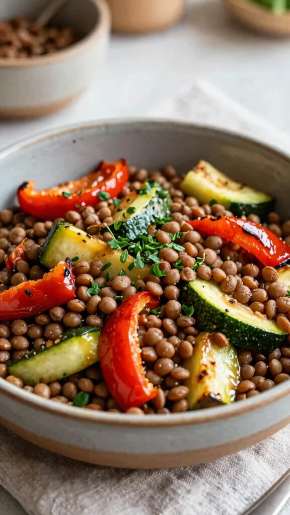 15 Easy Salads You Can Throw Together Fast - 12. Lentil Salad with Roasted Vegetables 1