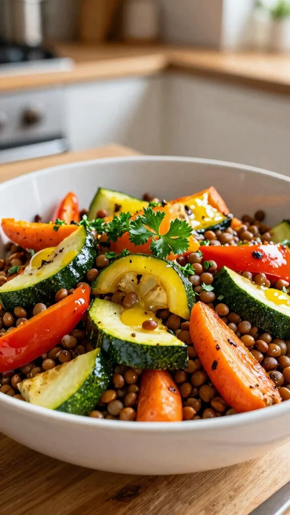 15 Meal Prep Salads You Can Make for the Week - 5. Roasted Vegetable & Lentil Salad 1