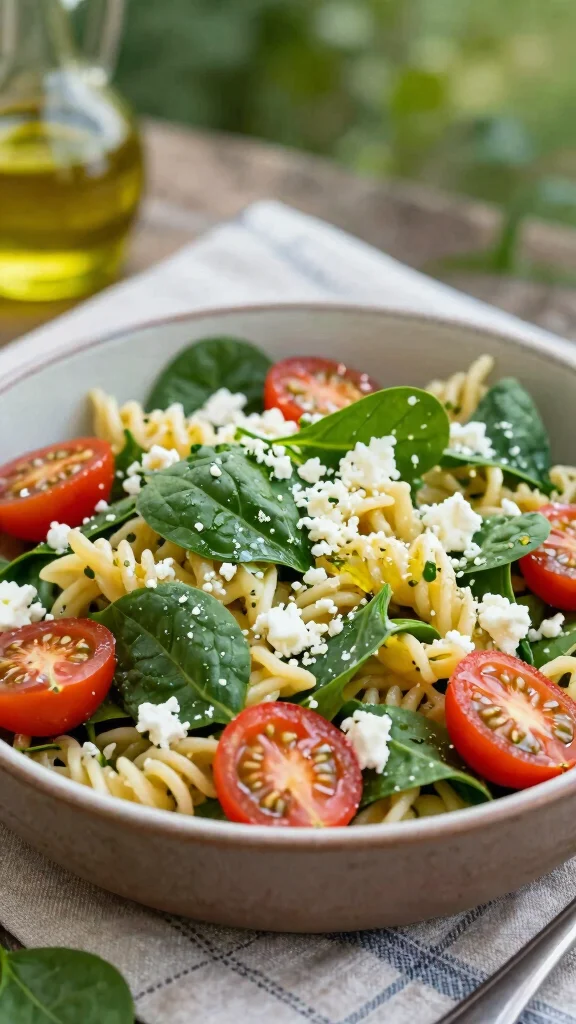 15 Salad Side Dishes That Go with Almost Anything - 11. Pasta Salad with Feta and Spinach 1