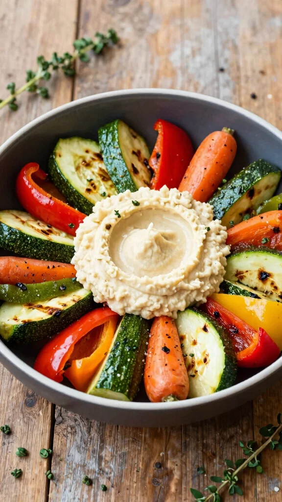 15 Salads for Lunch That Are Easy to Prep Ahead - 9. Roasted Vegetable Salad with Hummus 1