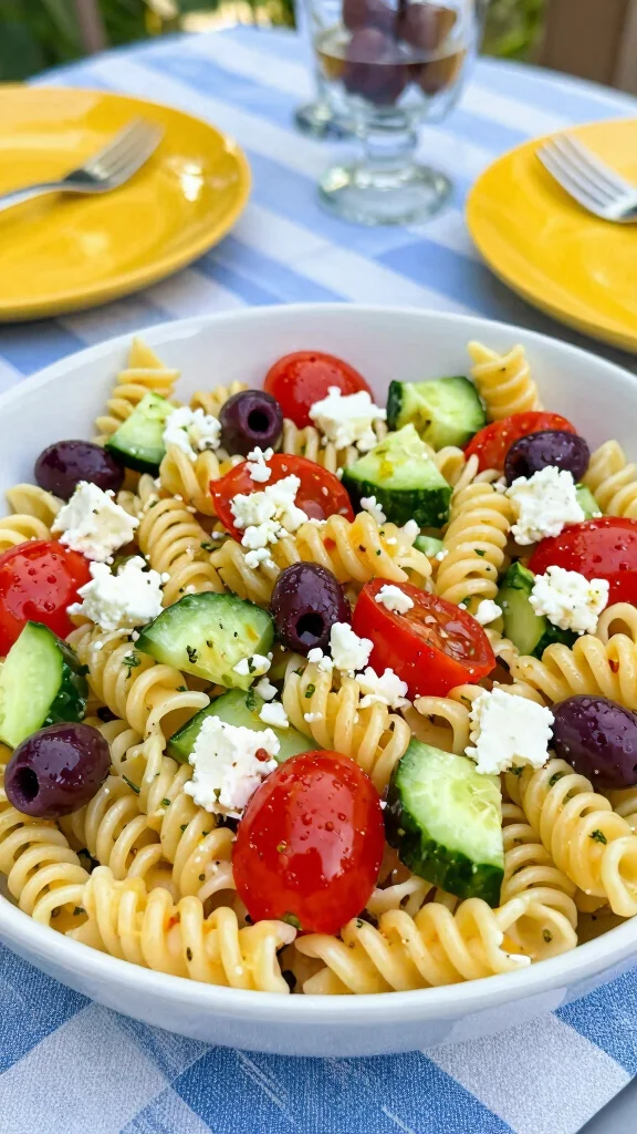 15 Vegetarian Salads for Easy Meatless Meals - 10. Greek Pasta Salad 1