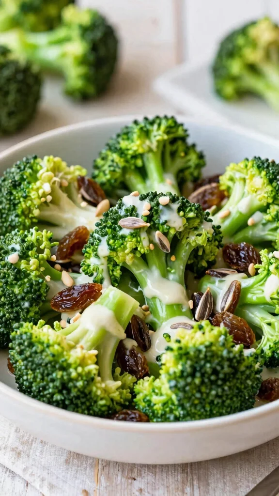 15 Vegetarian Salads for Easy Meatless Meals - 14. Broccoli and Raisin Salad 1