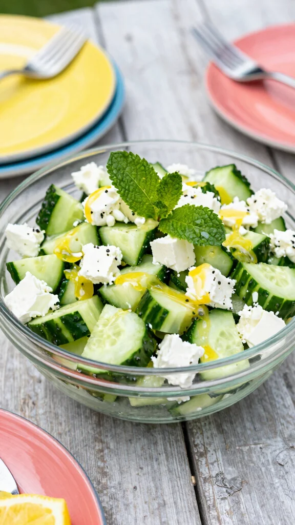 15 Vegetarian Salads for Easy Meatless Meals - 7. Cucumber and Feta Salad 1