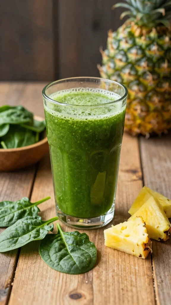 9 Calming Juice Recipes to Improve Sleep and Relaxation - 4. Spinach and Pineapple Night Juice 1