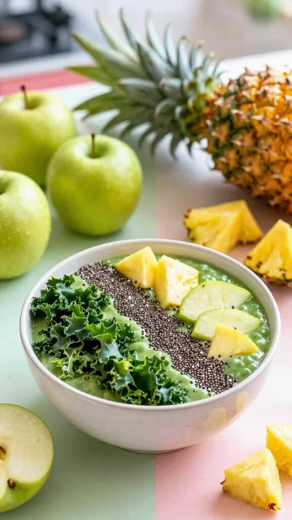 9 Green Juice Recipes with Kale and Green Apple for Energy - 6. Tropical Kale & Apple Smoothie Juice 1