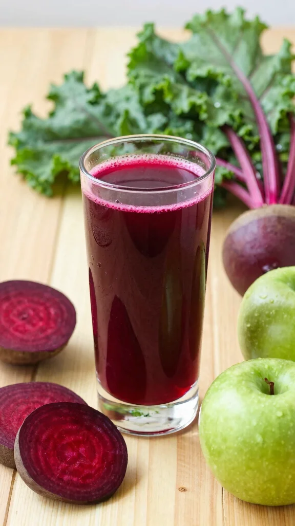 9 Green Juice Recipes with Kale and Green Apple for Energy - 7. Kale, Apple & Beet Juice Boost 1