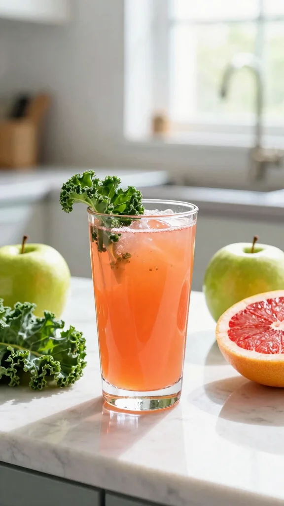 9 Green Juice Recipes with Kale and Green Apple for Energy - 9. Kale, Green Apple & Grapefruit Detox Juice 1