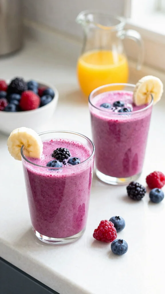 9 Sweet and Smooth Juice Recipes with Berries and Banana - 6. Berry Banana Breakfast Juice 1