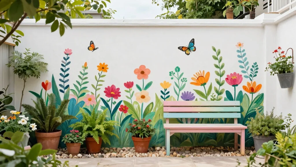 12 Garden Mural Outdoor Wall Art Ideas to Transform a Plain Backyard Wall - Signature Design Ashley